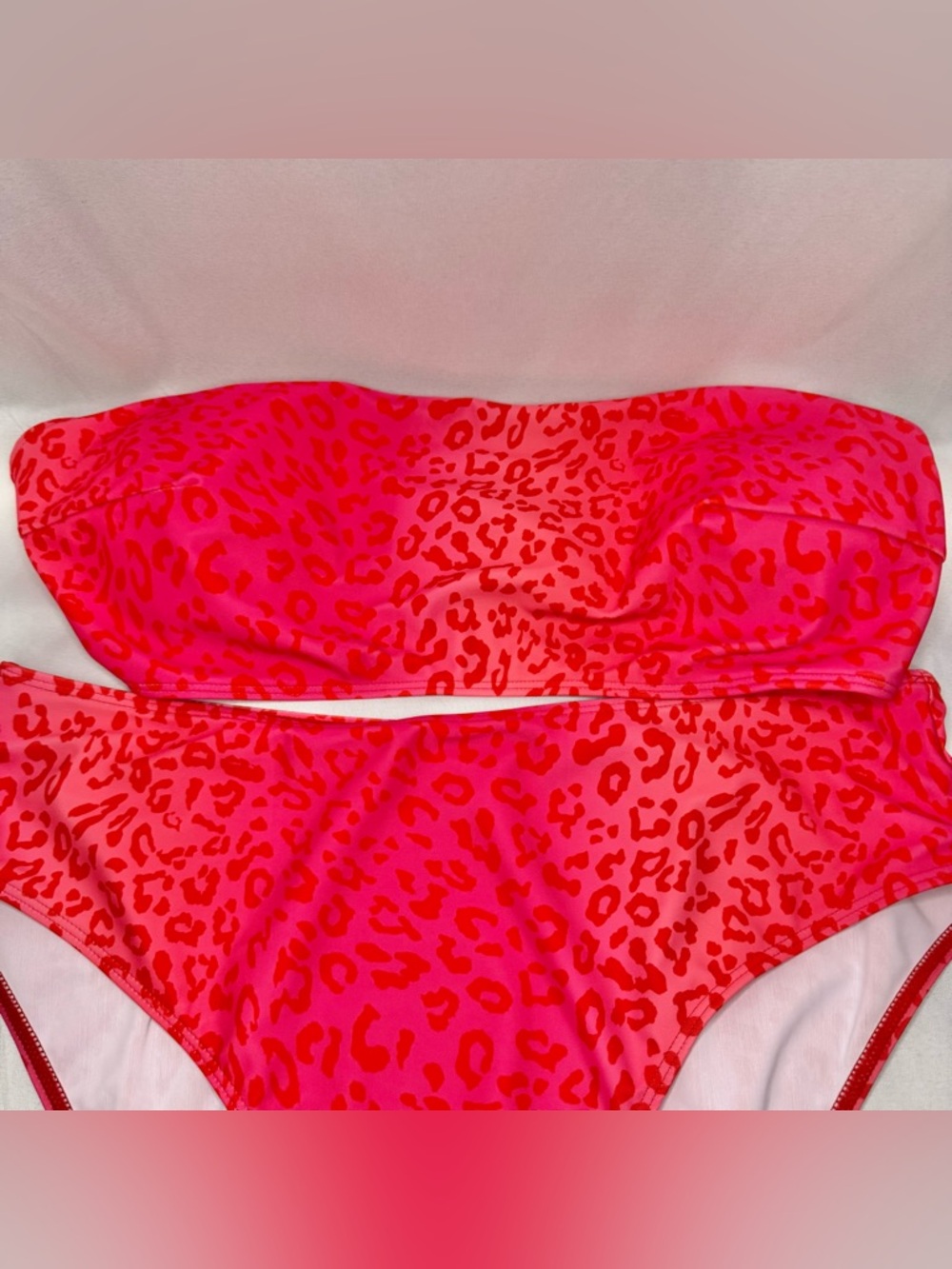 Women’s Pink Leopard Print two-Piece Swimsuit - Picture 2 of 8